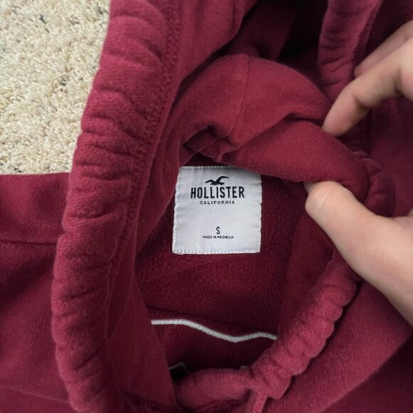 Hollister California Hoodie Red Pullover Drawstring Size Small w Logo Hooded - Picture 7 of 8